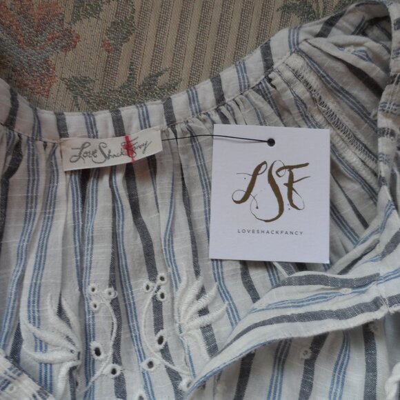 New LoveShackFancy Blue/Ivory Striped Maxi Dress Size S - Picture 14 of 16